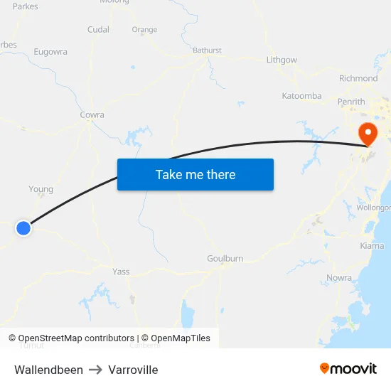 Wallendbeen to Varroville map