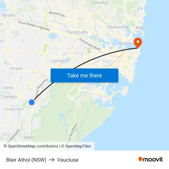 Blair Athol (NSW) to Vaucluse map