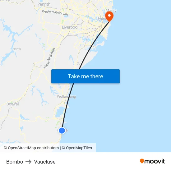 Bombo to Vaucluse map