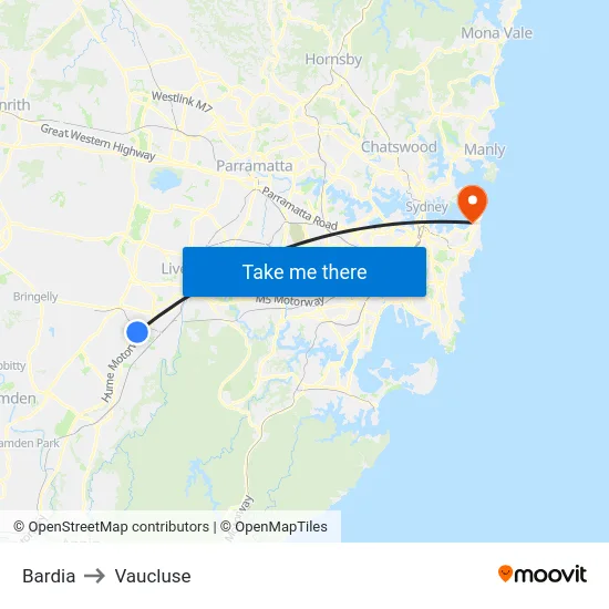 Bardia to Vaucluse map