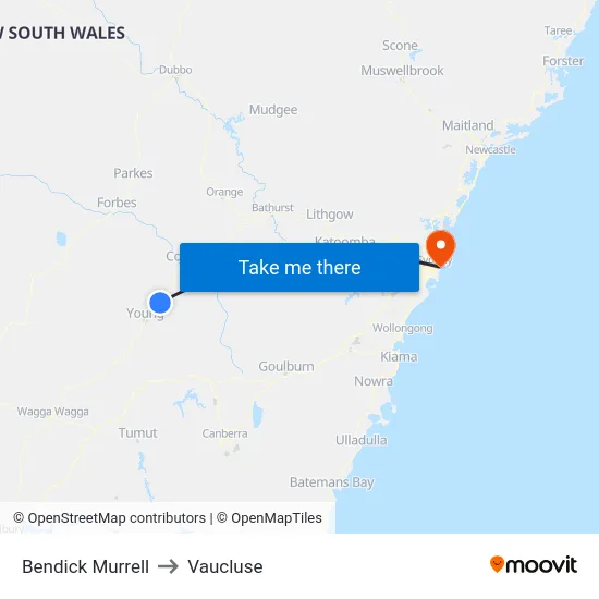 Bendick Murrell to Vaucluse map