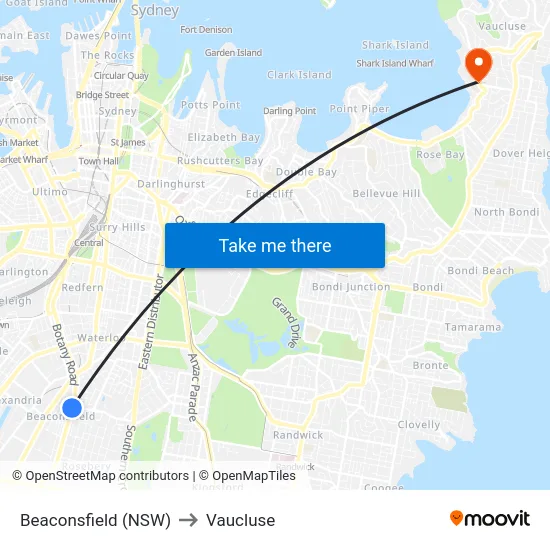 Beaconsfield (NSW) to Vaucluse map