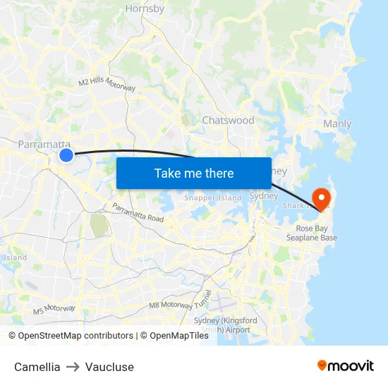Camellia to Vaucluse map