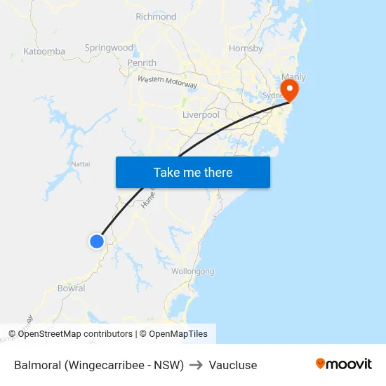 Balmoral (Wingecarribee - NSW) to Vaucluse map