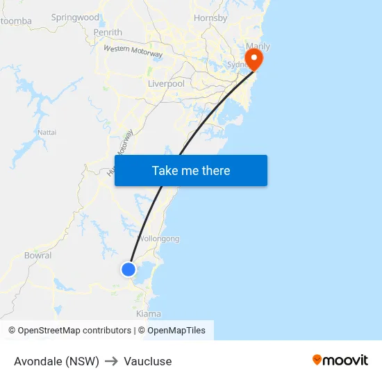 Avondale (NSW) to Vaucluse map