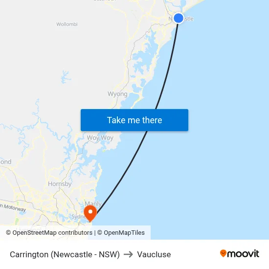 Carrington (Newcastle - NSW) to Vaucluse map