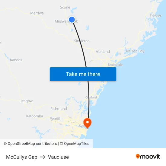 McCullys Gap to Vaucluse map
