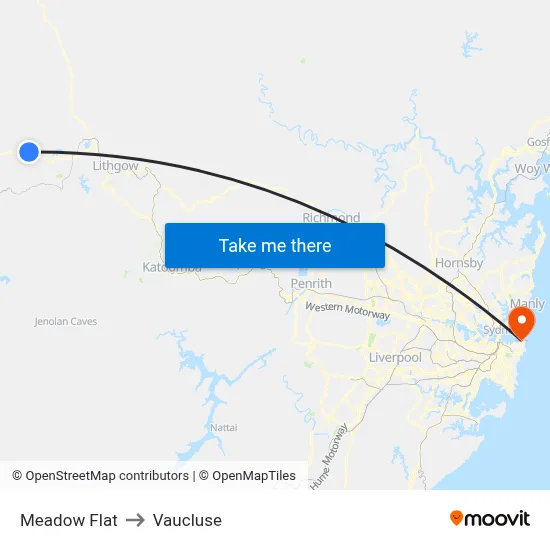 Meadow Flat to Vaucluse map