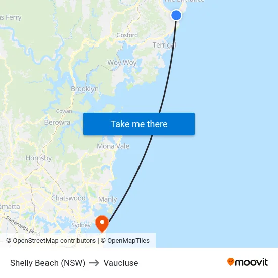 Shelly Beach (NSW) to Vaucluse map