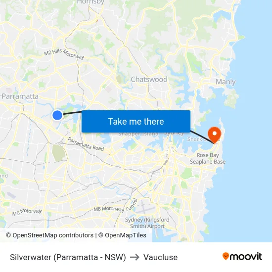 Silverwater (Parramatta - NSW) to Vaucluse map