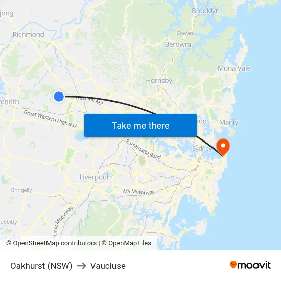 Oakhurst (NSW) to Vaucluse map