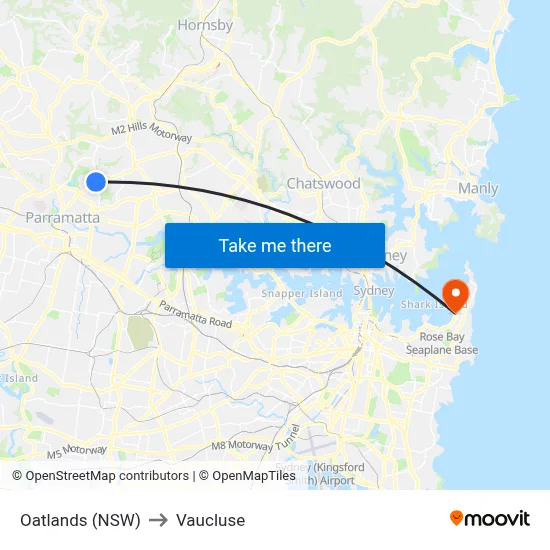 Oatlands (NSW) to Vaucluse map