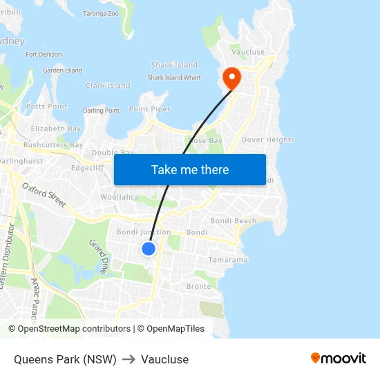 Queens Park (NSW) to Vaucluse map