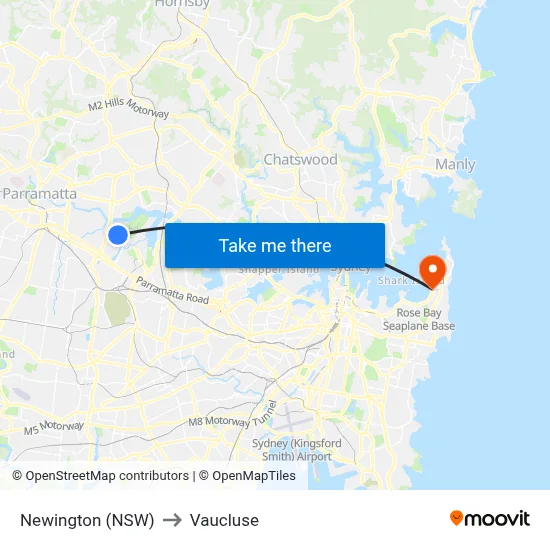 Newington (NSW) to Vaucluse map