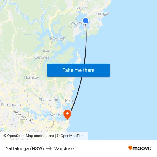 Yattalunga (NSW) to Vaucluse map