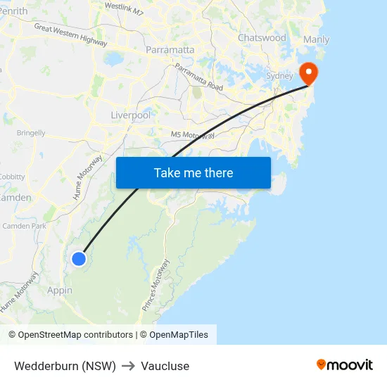 Wedderburn (NSW) to Vaucluse map
