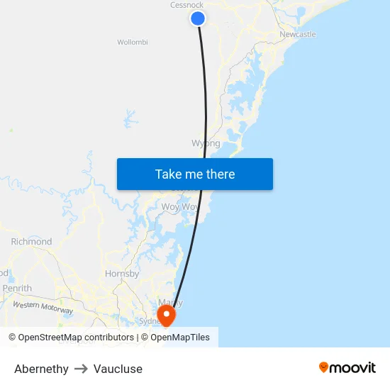 Abernethy to Vaucluse map