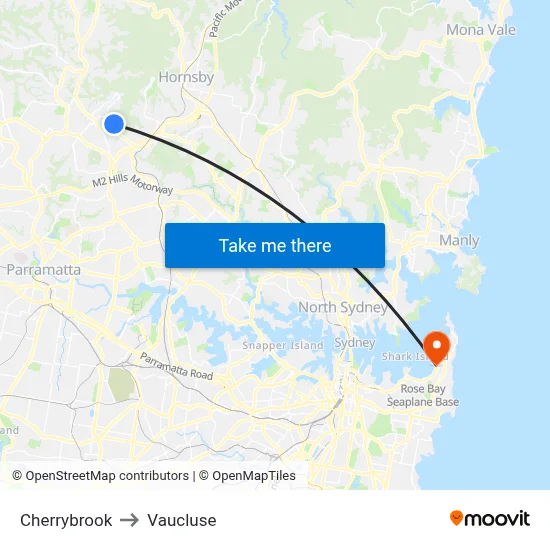 Cherrybrook to Vaucluse map