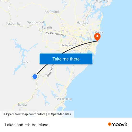 Lakesland to Vaucluse map