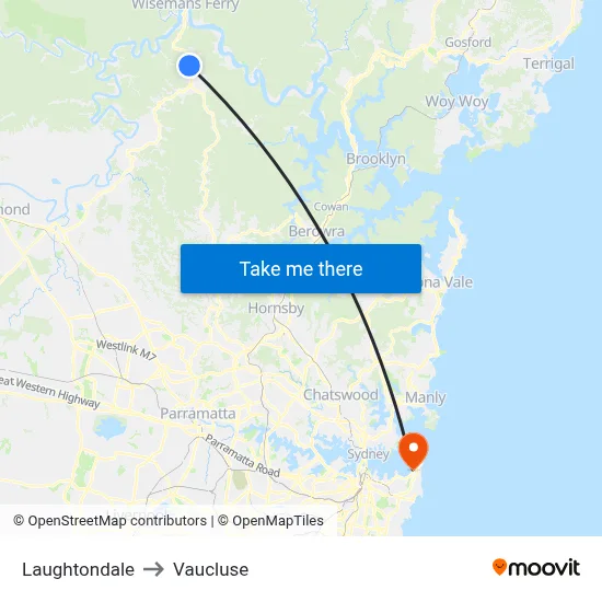 Laughtondale to Vaucluse map