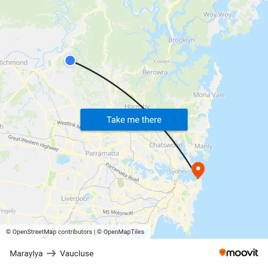 Maraylya to Vaucluse map