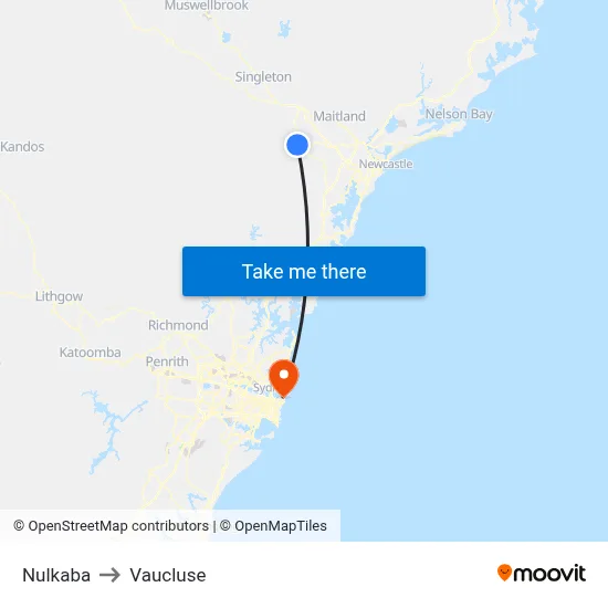 Nulkaba to Vaucluse map