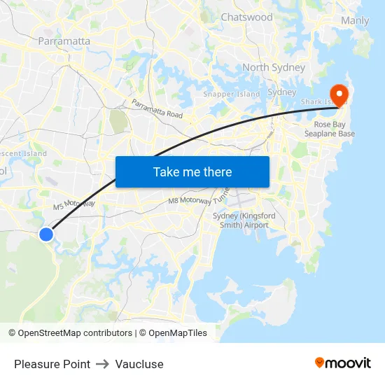 Pleasure Point to Vaucluse map