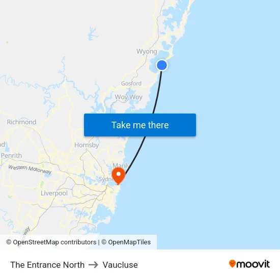 The Entrance North to Vaucluse map