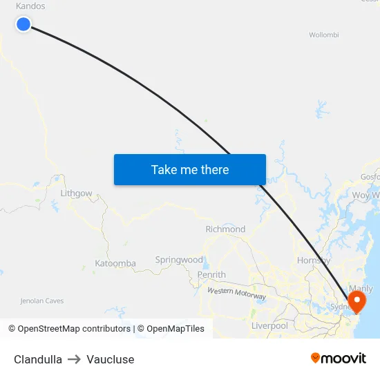 Clandulla to Vaucluse map