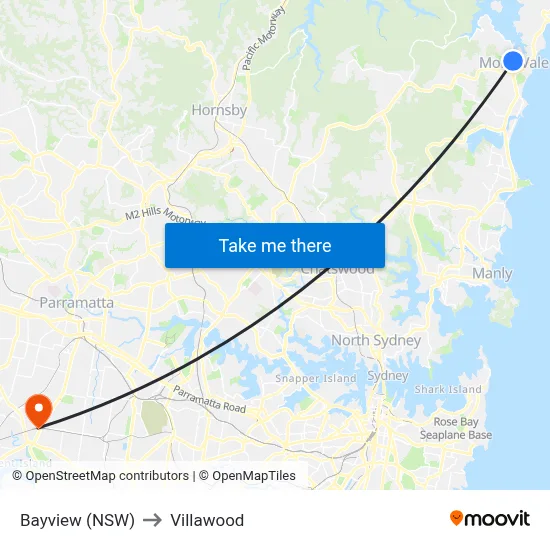 Bayview (NSW) to Villawood map