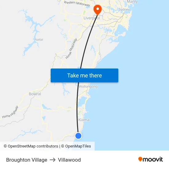 Broughton Village to Villawood map