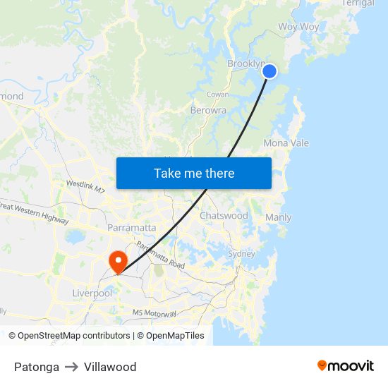 Patonga to Villawood map