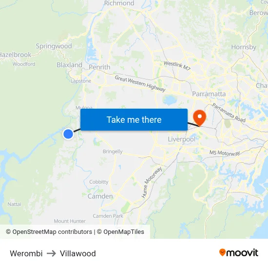 Werombi to Villawood map