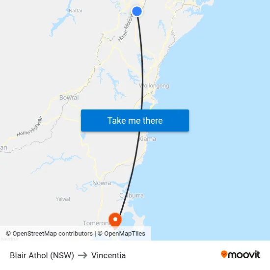 Blair Athol (NSW) to Vincentia map
