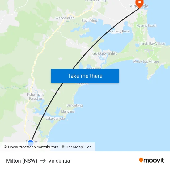 Milton (NSW) to Vincentia map