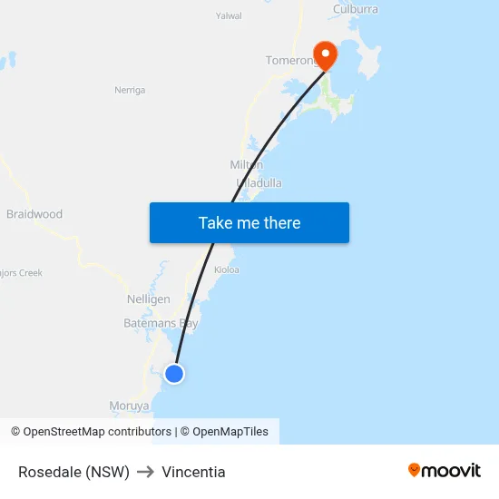 Rosedale (NSW) to Vincentia map