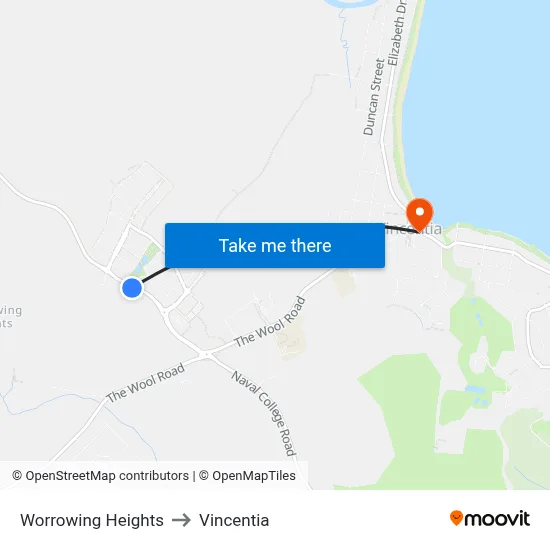 Worrowing Heights to Vincentia map