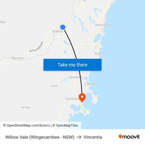Willow Vale (Wingecarribee - NSW) to Vincentia map