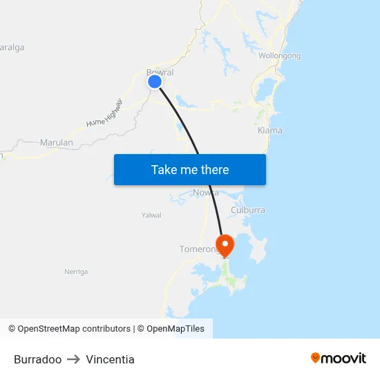 Burradoo to Vincentia map