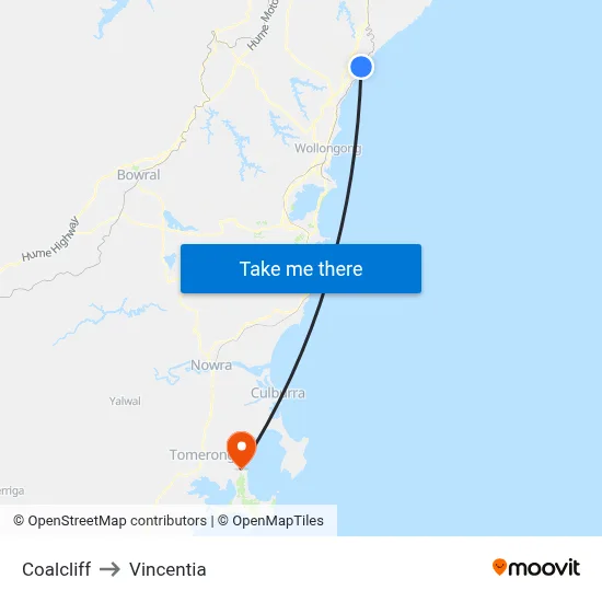 Coalcliff to Vincentia map