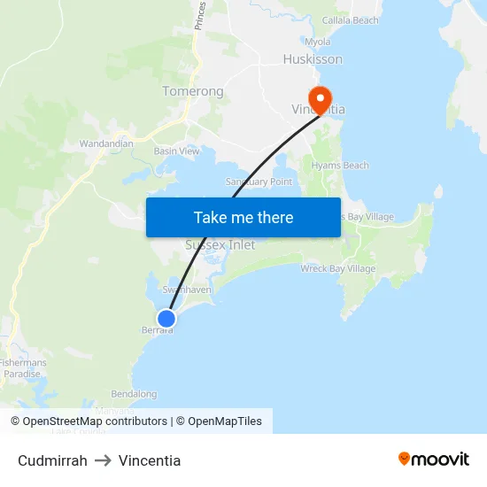 Cudmirrah to Vincentia map