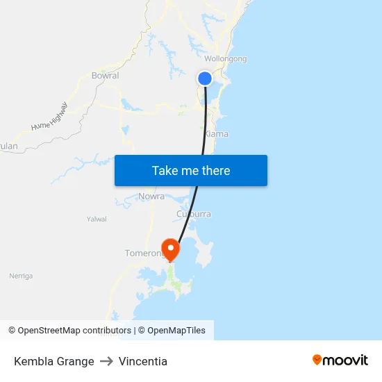 Kembla Grange to Vincentia map
