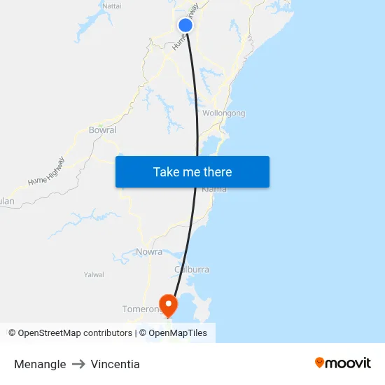 Menangle to Vincentia map