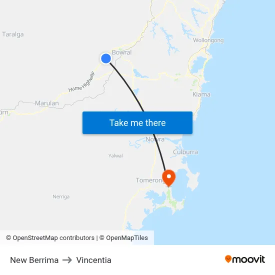 New Berrima to Vincentia map