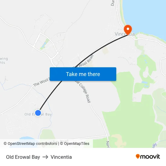 Old Erowal Bay to Vincentia map