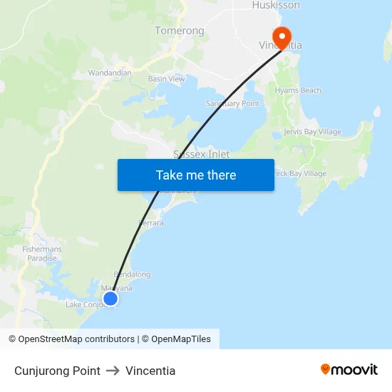 Cunjurong Point to Vincentia map