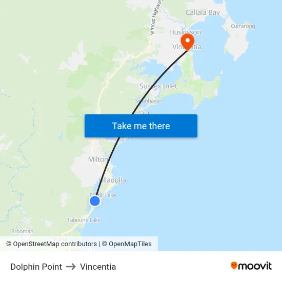 Dolphin Point to Vincentia map