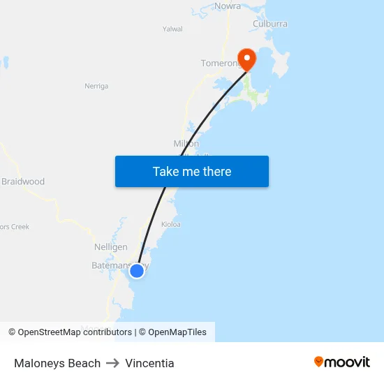 Maloneys Beach to Vincentia map