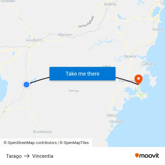 Tarago to Vincentia map