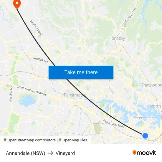 Annandale (NSW) to Vineyard map